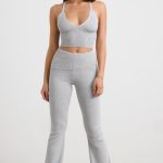 Chunky Knit Kick Flare Trousers in Heather Grey - Image 8