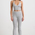 Chunky Knit Kick Flare Trousers in Heather Grey - Image 9