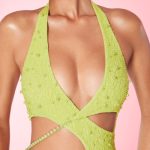 Halter Neck Cut Out Mini Dress in Lime - Image 4