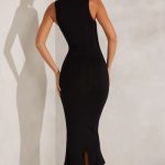 Square Neck Midi Dress in Black - Image 2