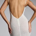 Embellished Asymmetric Maxi Dress in White - Image 4
