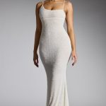 Embellished Asymmetric Maxi Dress in White - Image 5