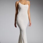 Embellished Asymmetric Maxi Dress in White - Image 9