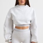 Cropped Hoodie in Grey Marl