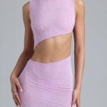 Embellished Cut-Out Mini Dress in Violet Pink - Image 5
