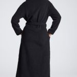 Tie Front Fleece Robe in Black - Image 2