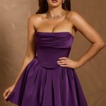 Cowl-Neck Corset Mini Dress in Plum - Image 7