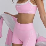 Soft Active Contrast-Trim Mini Shorts in Baby Pink