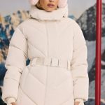 Oversized Quilted Hooded Ski Jacket in Ice White