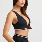 Plunge-Neck Crop Top in Black - Image 3
