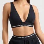 Plunge-Neck Crop Top in Black - Image 4