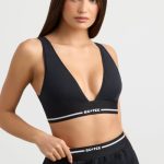 Plunge-Neck Crop Top in Black - Image 5