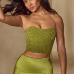 Embellished Bandeau Corset Top in Olive