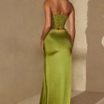 Embellished Bandeau Corset Top in Olive - Image 2