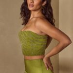 Embellished Bandeau Corset Top in Olive - Image 3
