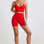High-Waist Define Luxe Mini Shorts in Red - Image 4