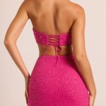 Embellished Cut Out Maxi Dress in Fuchsia - Image 4