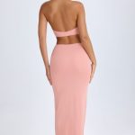 Cut-Out Halterneck Maxi Dress in Apricot Pink - Image 3