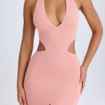 Cut-Out Halterneck Maxi Dress in Apricot Pink - Image 5