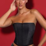 Satin Strapless Corset in Black