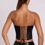 Satin Strapless Corset in Black - Image 2