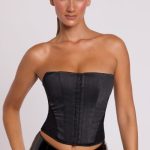 Satin Strapless Corset in Black - Image 7