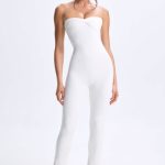 Tall Twist-Front Split Hem Flared Jumpsuit in White - Image 4
