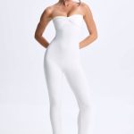 Tall Twist-Front Split Hem Flared Jumpsuit in White - Image 5