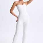 Tall Twist-Front Split Hem Flared Jumpsuit in White - Image 6