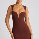 Heart Cut Out Mini Dress in Chocolate Brown - Image 7