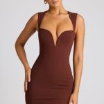 Heart Cut Out Mini Dress in Chocolate Brown - Image 8