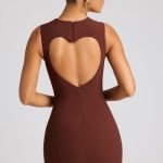 Heart Cut Out Mini Dress in Chocolate Brown - Image 9