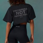 Cotton Cropped Oversized T-Shirt in Black - Image 2