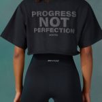 Cotton Cropped Oversized T-Shirt in Black - Image 4