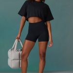 Cotton Cropped Oversized T-Shirt in Black - Image 5