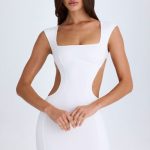 Cut-Out Lace-Up Mini Dress in White