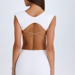 Cut-Out Lace-Up Mini Dress in White - Image 4