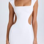 Cut-Out Lace-Up Mini Dress in White - Image 6