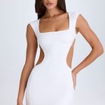 Cut-Out Lace-Up Mini Dress in White - Image 7