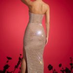 Embellished Plunge Gown in Almond - Image 2
