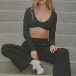Ribbed Modal Long-Sleeve Crop Top in Black