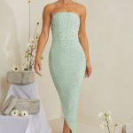 Hand Embellished Asymmetric Midi Dress in Sage - Image 8