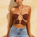 Keyhole Crop Top in Brown