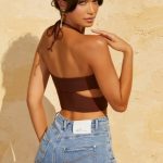 Keyhole Crop Top in Brown - Image 7