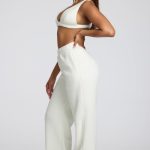 V Neck Fleece Bralette in White - Image 8
