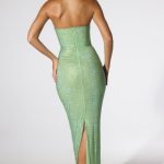 Embellished Strapless Evening Gown in Sage Green - Image 2