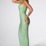 Embellished Strapless Evening Gown in Sage Green - Image 3