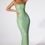 Embellished Strapless Evening Gown in Sage Green - Image 7