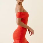 Asymmetric Ruched One-Shoulder Mini Dress in Scarlet - Image 3