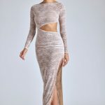 Lace Long Sleeve Maxi Dress in Ivory - Image 7